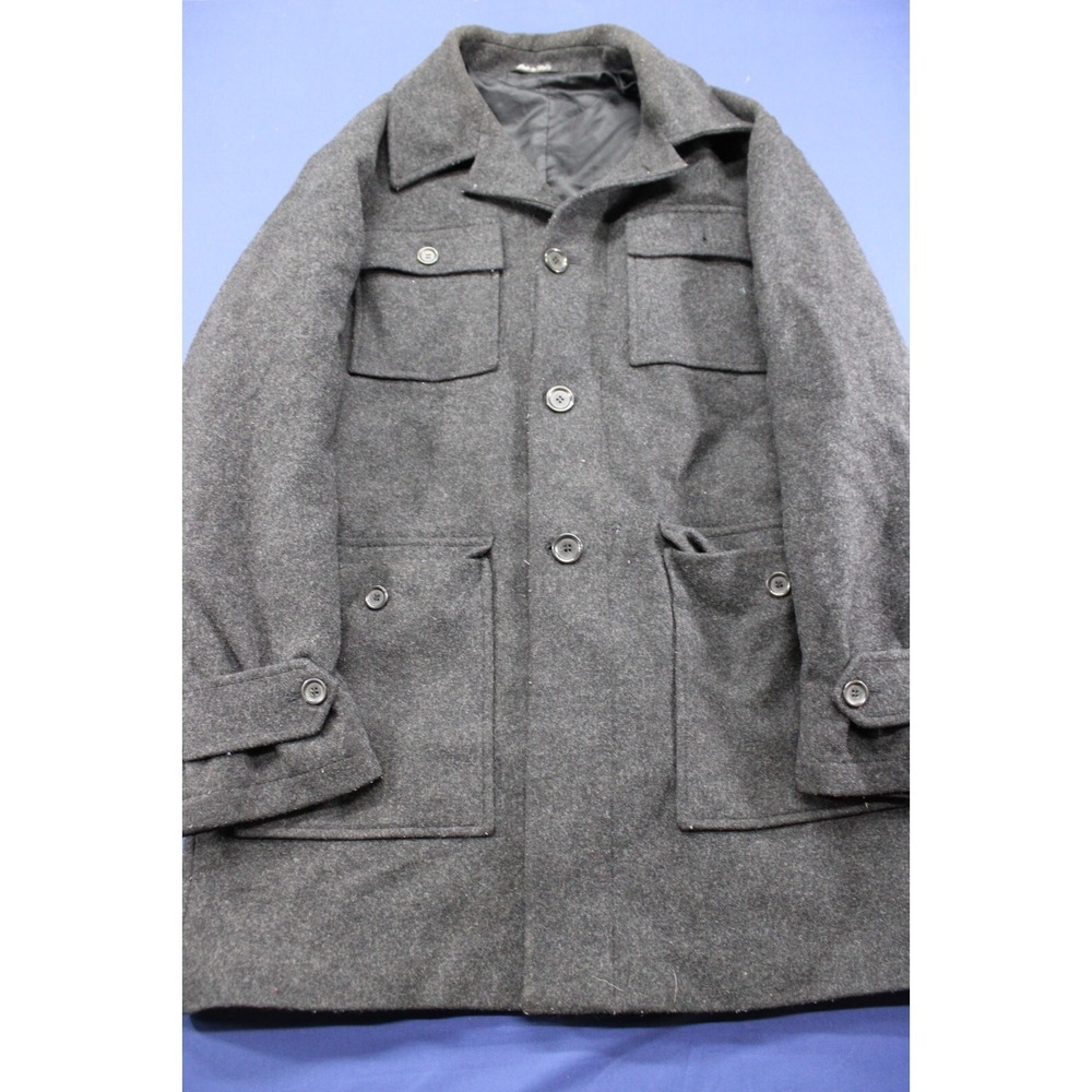 Men's Mino Lombardi Black Dress Coat‎ Wool Italy Size 44